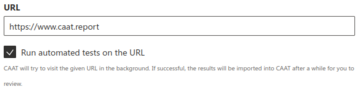 Input field for the URL of a sample with the activated checkbox for automated testing below it.