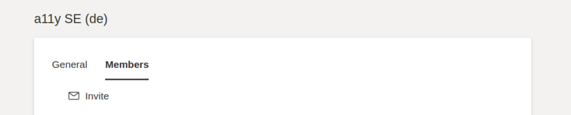 Screenshot of the organization management overview. The second tab "Members" is highlighted and the link "Invite" is visible below it.